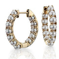 Milskye Personalized 925 Sterling Silver 18k Gold Plated Prong Setting Freshwater Pearl Huggie Hoop Earrings