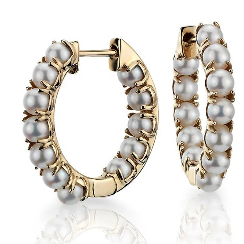 Milskye Personalized 925 Sterling Silver 18k Gold Plated Prong Setting Freshwater Pearl Huggie Hoop Earrings