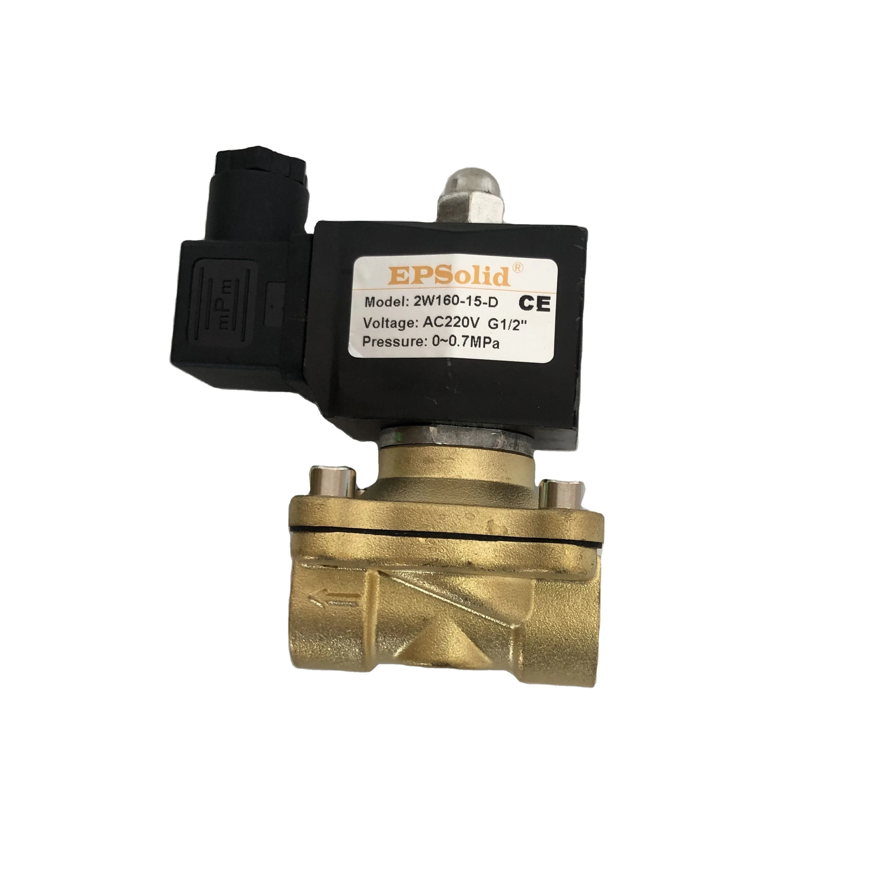 1/2'' Brass Solenoid Valve with DIN Connector 2W160-15-D AC220V Control Structure for Water