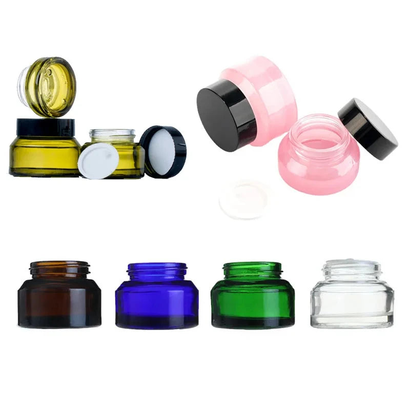 Free Sample Travel-friendly 20g/30g/50g Empty Glass Cosmetic Jars Vials for Lip Balm Creams Body Scrub Face Care Skin Care