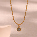 Fashion Jewelry Necklace Beaded Chain Natural Stone Charm Choker Gold Plated Stainless Steel Chain Necklace