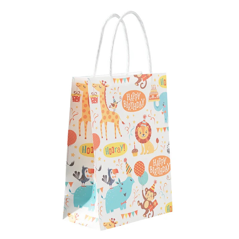 Wholesale Eco-Friendly Kids Unicorn Candy Treat Paper Gift Shopping Bags White Ribbon Flexiloop Handle Party Favor Girls Boys'