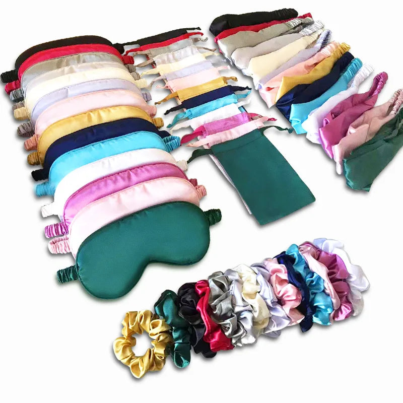 Silk Sleep Eye Mask Satin Scrunchies Headband for Flower Comfortable Breathable Wedding Party Favors Fresh