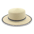 New Summer Women Hats Sequin Straw Hat Brim Jazz Panama Caps With Pearl Sun Hat for Party Travel