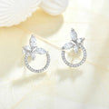 QX Custom OEM S925 Silver Fine Jewelry Girls Luxury Zircon Butterfly Women Stud Drop Earrings