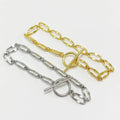 Chunky 18k Gold Plated Irregular 925 Sterling Silver Oval Link Chain Bracelets for Women