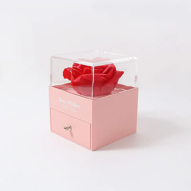 Handmade Soap Rose Magic Flower Gift Acrylic Box for Anniversary Valentine's Day Mother's Day Gift Box