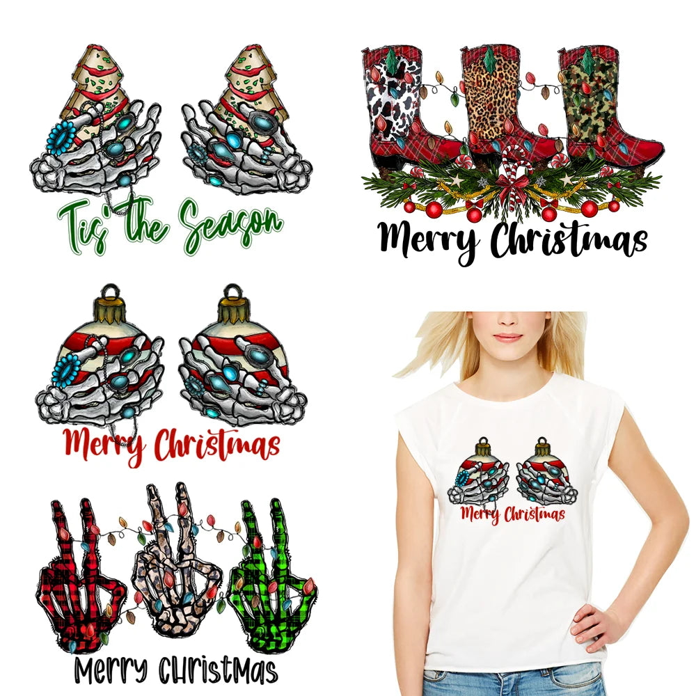 Fashion Low MOQ Christmas Design DIY Custom Heat Transfer Sticker for T-shirt