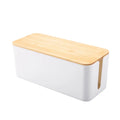 Desktop Organizer Wire Storage Box Power Strip Wire Organizer Cable Management Box TV Computer Wire Hiding With Bamboo Lid