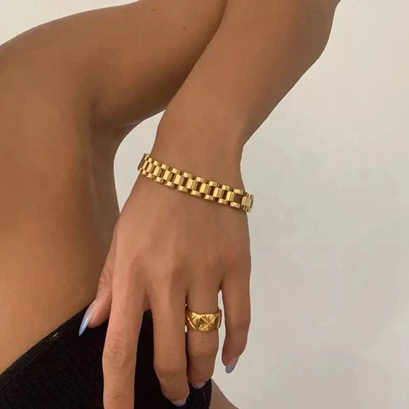 316l Stainless Steel Pvd Plating Removable Chain Gold Bracelet Bangles for Men and Women