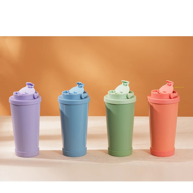 500ml Dual Straw Stainless Steel Eco-Friendly Tumbler Vacuum Insulated 6-12 Hours Thermal Performance Bubble Tea Double Tumbler