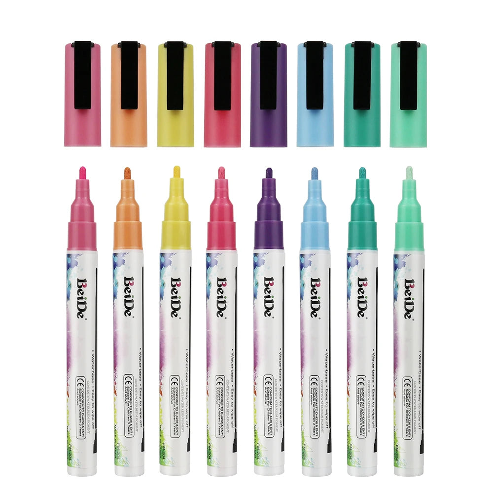 8 Colors Pack Paint Marker Pens 3mm Window Marker Liquid Chalk Marker