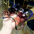 Newest Luxury Designer Diamond Crystal Ladies Sunglasses Rimless Metal Uv400 Eyeglasses
