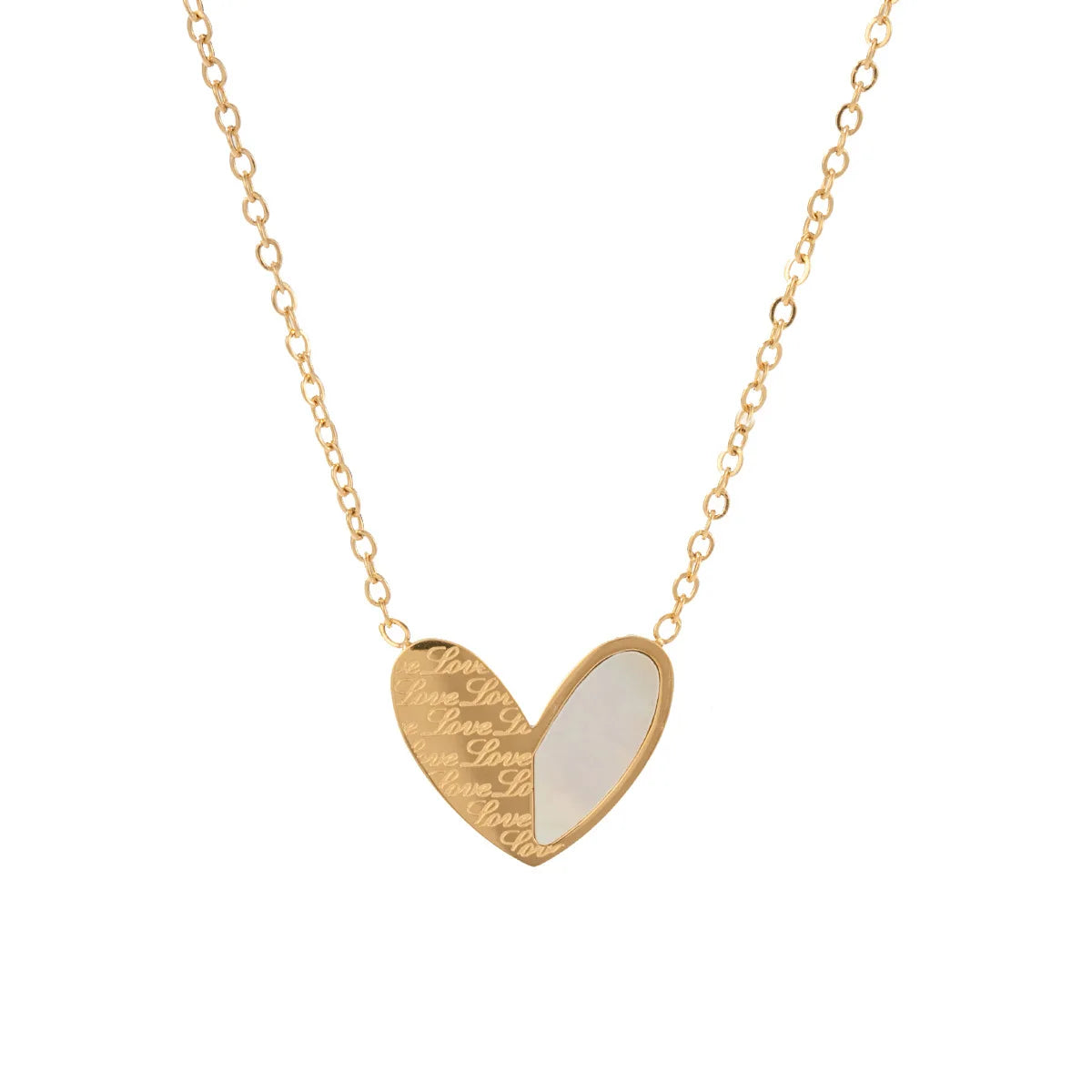 Elegant Love Necklace Stainless Steel 18k Jewelry Shell Inlaid Heart Clavicle Chain Necklace