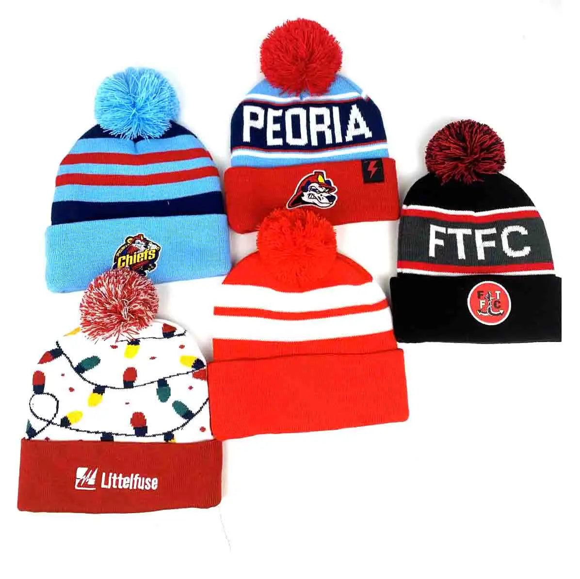 Wholesale Men and Women Oversized Beanie Winter Hats Thick Knit Warm Striped Beanie Beanie Hats With Pom Pom