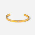Non-tarnish Stainless Steel Bangle Round Zircon Inlaid Rectangular Alternating Bracelet for Women