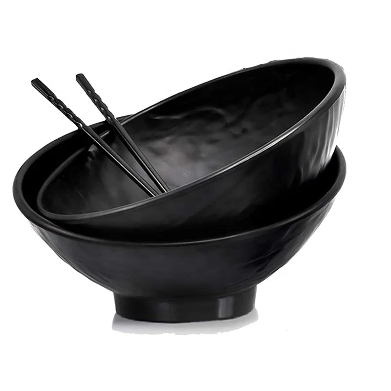 Restaurant Dinnerware 9 Inch 50 Oz Ramen Salad Serving Large Black Melamine Noodle Bowl