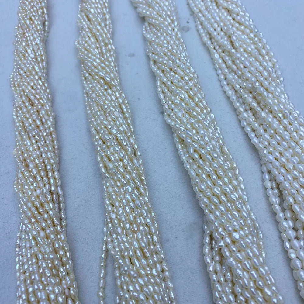 Huge Stock 2-10mm 100% Natural Real Pearl Freshwater Rice Shape Pearl Strands 1A+ Grade Drop Pearl Strand for Jewelry Making