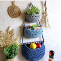 Y-Z Eco-Friendly Cotton Rope Boho Three-Layer Kitchen Decor Nordic Removable Fruit Net Pocket Hanging Storage Basket Vegetable