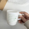 Ins Korea Green Letter Jade Glass Cup Creative Coffee Breakfast Cup Wholesale Milk Cup Customizable logo