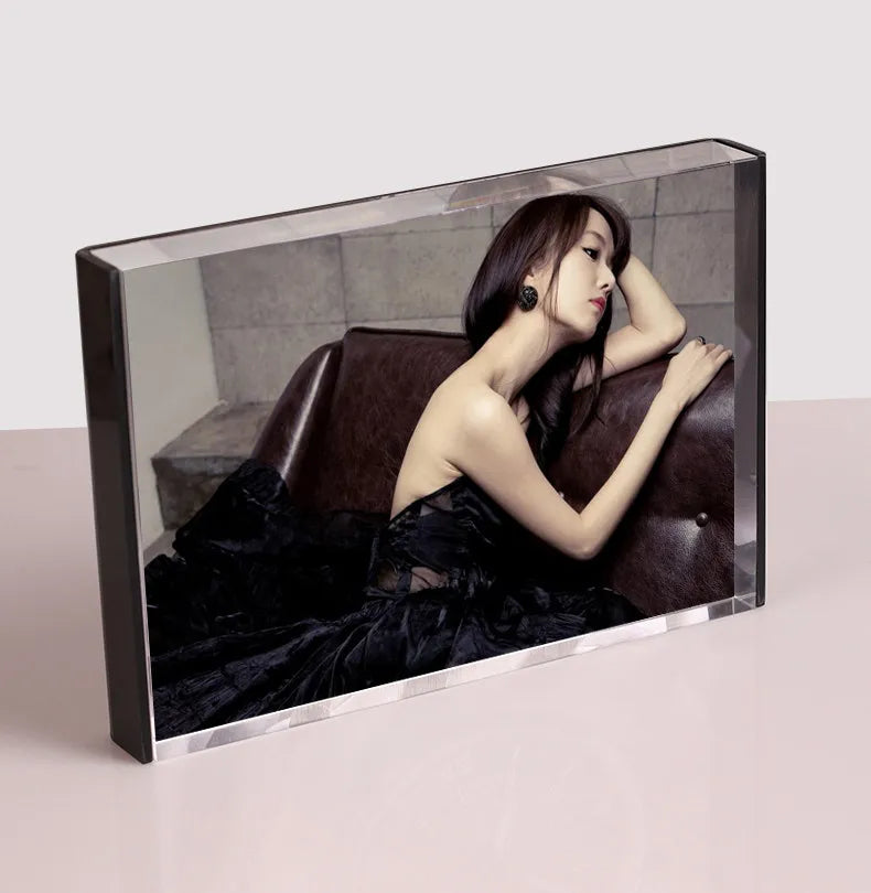 4x4" Square Acrylic Clear Magnetic Customizable Photo Frame with UV/Silk Screen Printing for Home Decor