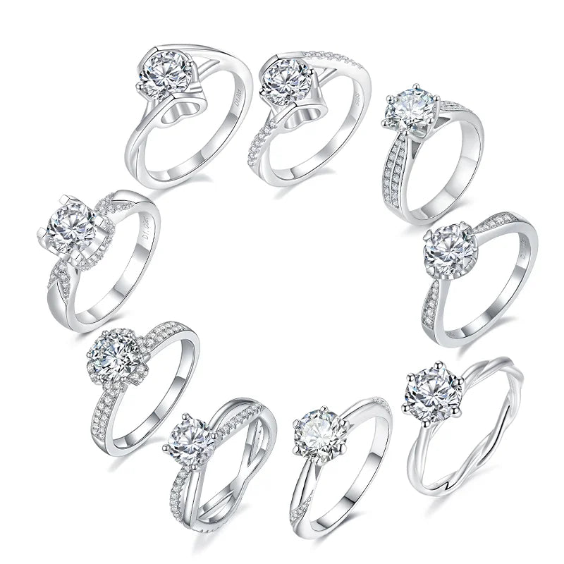 Ready to Ship 3CT 9MM D VVS1 Round Moissanite Diamond Rings Wholesale Price Starsgem S925 Women Loose Gemstones Ring Jewelry