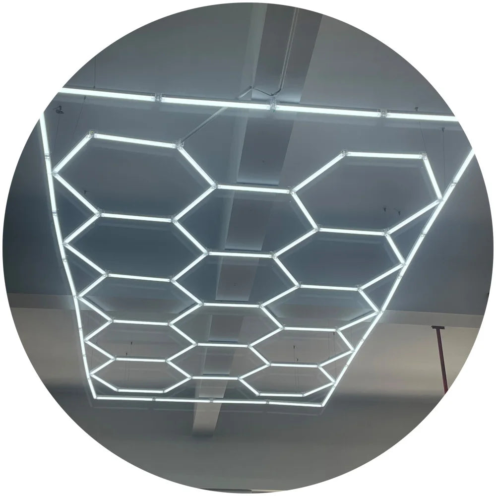 DIY Install 14 Grid Wash Studio Working Hex Honeycomb Hexagonal Detailing Led Lights Hexagon Garage Ceiling Light