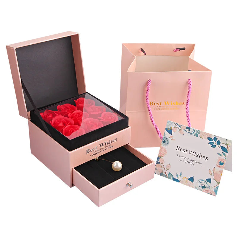 Wholesale Valentines Day Decoration Gift 2023 Preserved Rose in Acrylic Gift Box