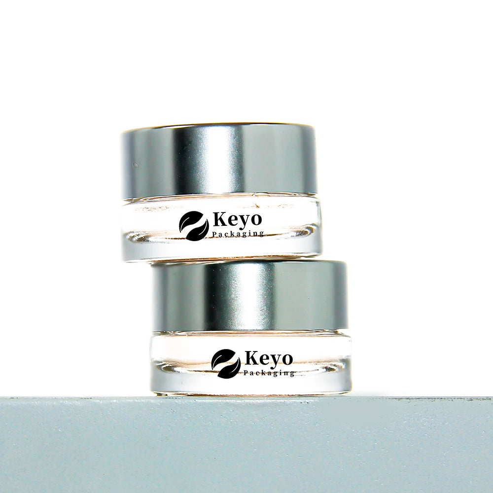 Small 10ml Thick Glass Concentrate Jars with Silver Lids for Lip Balm Scrub Eye Cream Blush Skin Care Cosmetic Container