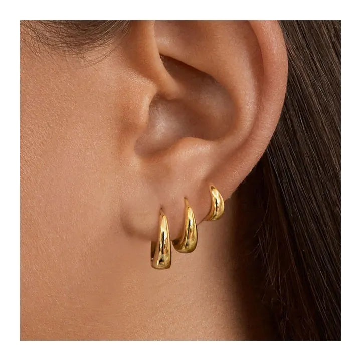 HOVANCI Accessories Women Waterproof Statement Gold Jewelry PVD Gold Plated Hoop Earrings Romantic Gift