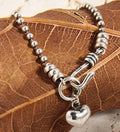 VIANRLA 925 Sterling Silver Ball Chain Heart Charm Bracelet