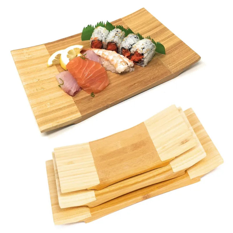 Sushi Cutting Board Tools Tableware Wooden Sushi Curve Serving Geta Tray Plate Bamboo