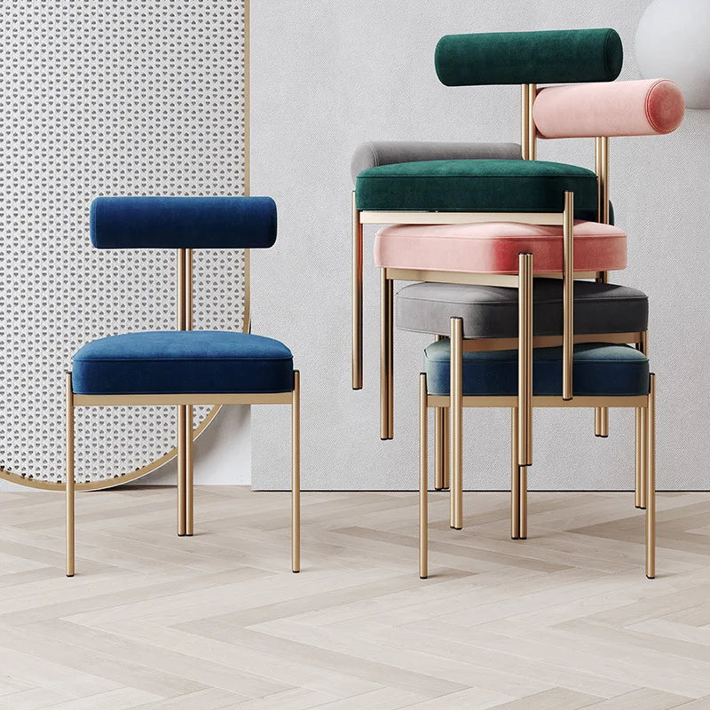 Nordic Modern Design Golden Tripod Cafe Chairs Cream Boucle Velvet Upholstered for Dining Room Kitchen for Restaurant Villa