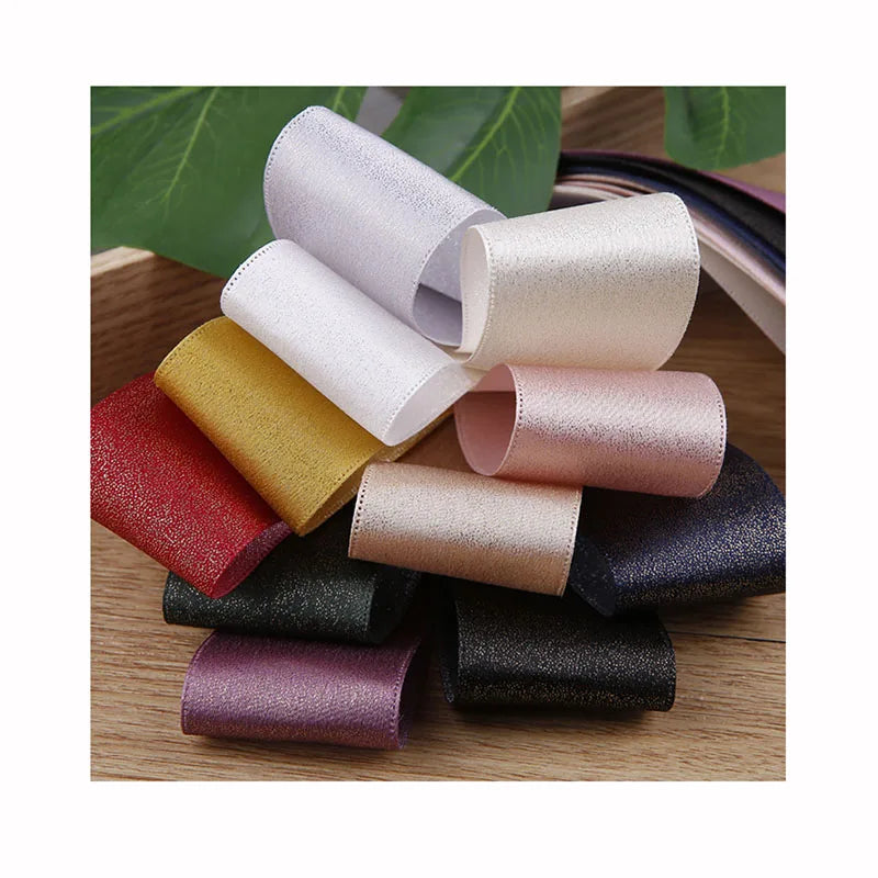 Single Face Glitter Shiny 100% Polyester Garment Webbing for Clothing Hair Accessories Gift Box Flower Decorative Ribbons DIY