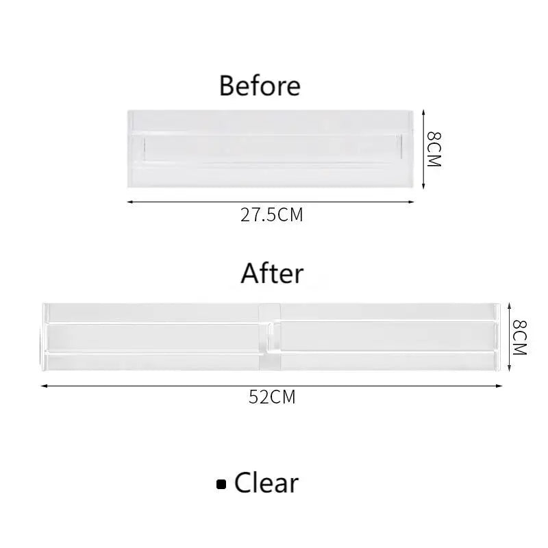 Clear Plastic Adjustable Drawer Separators Spice Cutlery Kitchen Utensils Expandable Divider for Desk Utensil Underwear Drawer