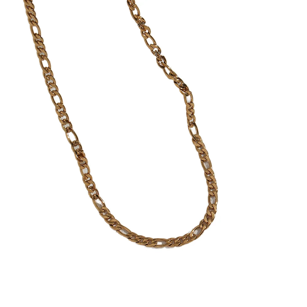 Waterproof Tarnish Free Figaro Chain Necklace Stainless Steel Link 14K 18K Gold Silver Color Choker Necklace Layer for Man Woman