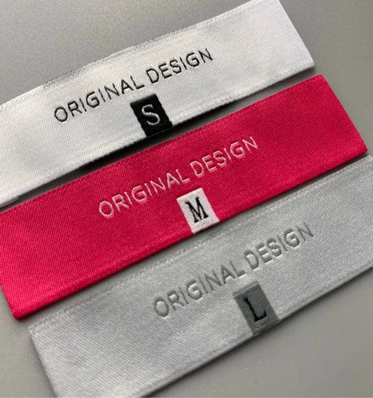 OEKO-tex Satin Woven  Label Custom Logo Satin End Fold Woven Neck Brand Labels for Clothing