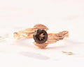 Smoky Quartz Leaf Engagement Ring Nature Tree Bark Inspired Ring Alternative Engagement Ring