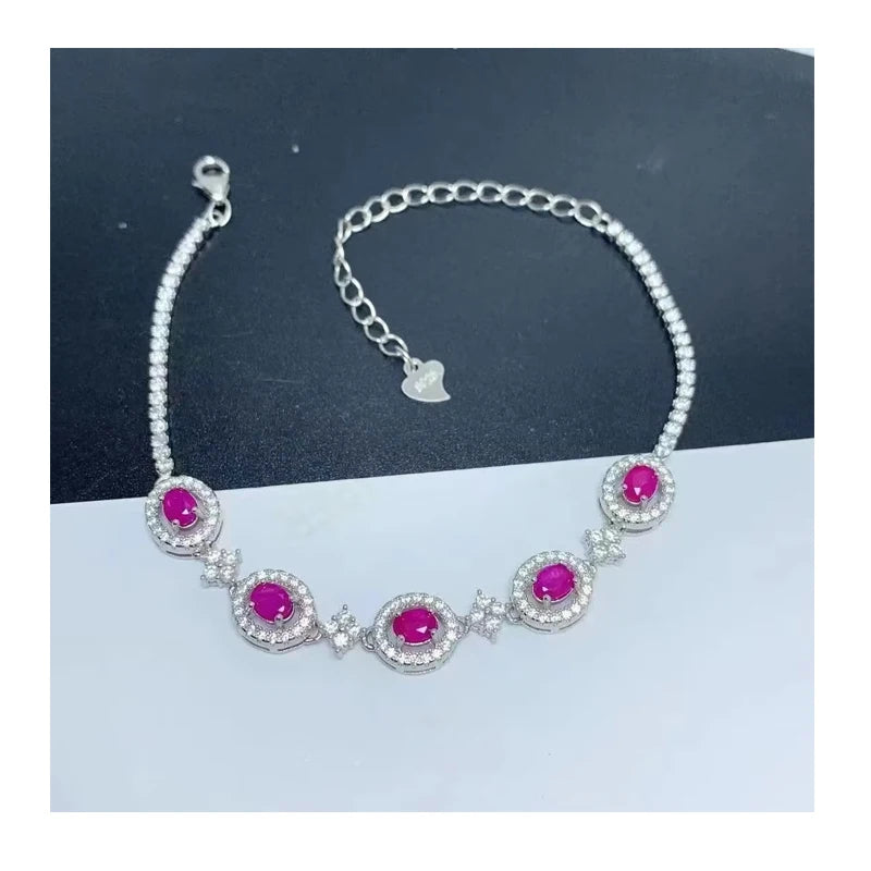 Wholesale 925 Sterling Silver Healing Upper Beads Bracelets New Design Natural Gemstone Ruby Gold Plated for Gift or Wedding