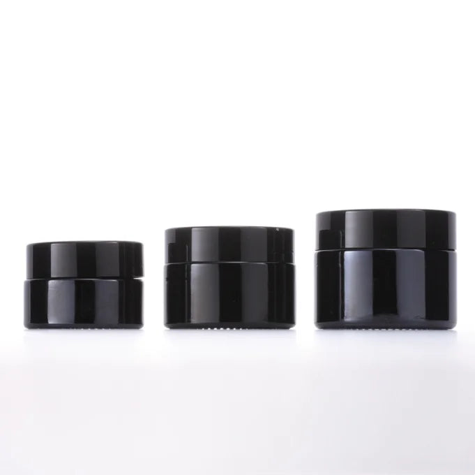 Men Daily Skincare Cosmetic Packaging 20g 30g 50g Empty Shinning Black Gel Glass Cream Cosmetic Jars