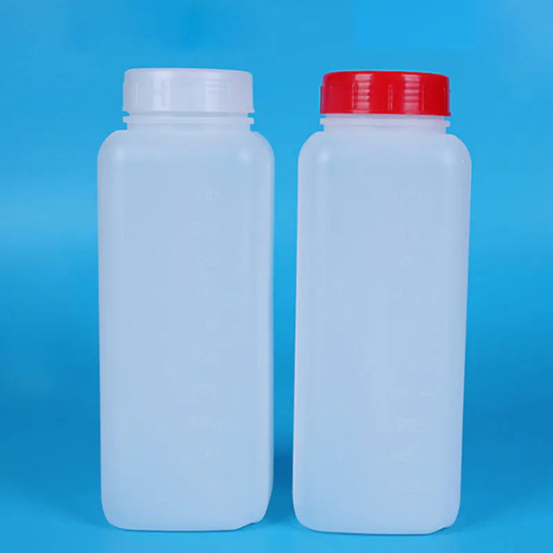 Lab Liquid Chemical Reagent Bottle With Scale Bottle 500Ml 1000Ml White Plastic Narrow Mouth Bottles Inner Cap for Pharmacy Use