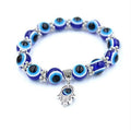 G385 Fashion Jewelry Blue Eye Stone Charm Handmade Elastic Rope Palm Lucky Turkish Eye Pendant Women Bracelet