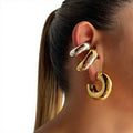 Oversize Chunky Huggie Earrings Children's Acrylic Copper Alloy Gold Plated Zircon C Shape Thick Clips Trendy