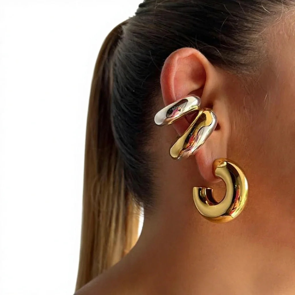 Oversize Chunky Huggie Earrings Children's Acrylic Copper Alloy Gold Plated Zircon C Shape Thick Clips Trendy