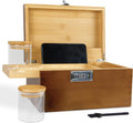 Wood Stash Box Combination Lock Smell Proof Bamboo Storage Box Tray Set with Smoking Accessories Kit