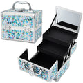 Portable Open Large Makeup Case Mirror Women Girls 2 Trays Cosmetic Case Waterproof Makeup Box Nail Polish Storage Jewelry Case