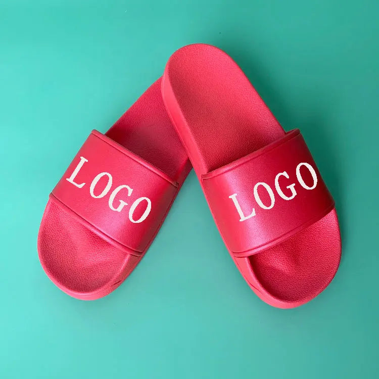 Customized New Style Slide Women Red Sandal Women Custom Shoes With Logo Branding Slippers Women Plain Blank Slide With PVC Sole