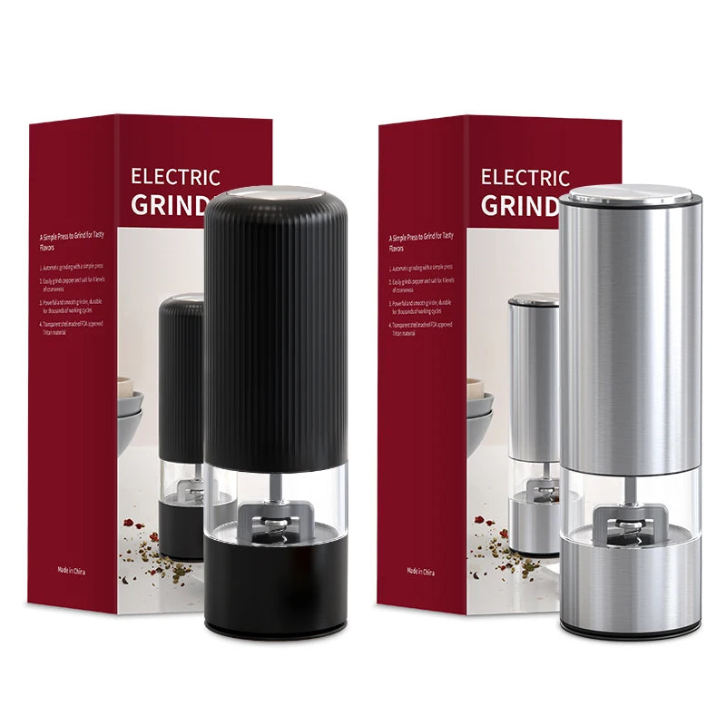 Automatic Pepper Grinder Battery Operated with Adjustable Coarseness Mill Electric Salt and Pepper Grinder Set with Light