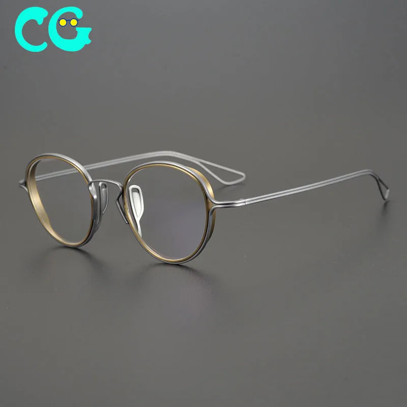 Unsquare Japanese Ultra-Light Pure Titanium Glasses Frame Women Anti-Blue Light Men Myopia Height Number Round Frame Glasses