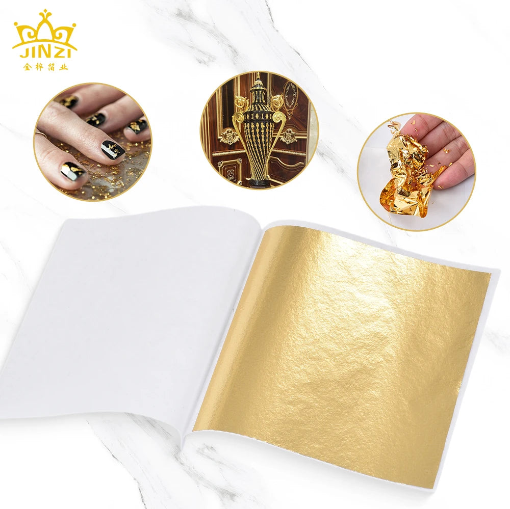 9*9cm Imitation Gold Leaf for Sticking Furniture Decoration Buddha Statues Crystal Mud Silver Taiwan Leaves Foil